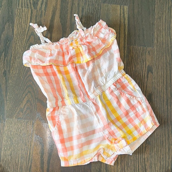 OshKosh B'gosh Other - OshKosh B’gosh Pink & Yellow Plaid Sleeveless Romper | 18M